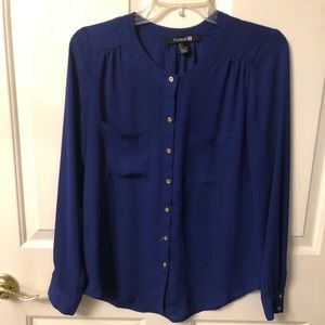 Forever 21 royal blue button down blouse